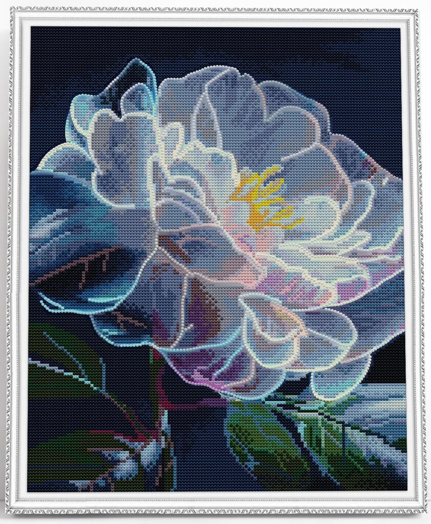 Deimantinė mozaika su rėmeliu TM Varvikas Peony bloom LG335e, 40x50 cm kaina ir informacija | Deimantinės mozaikos | pigu.lt