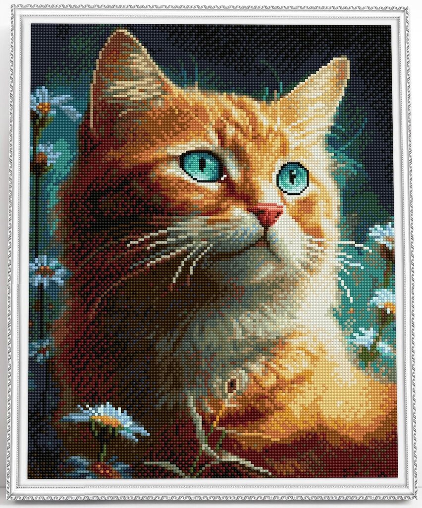 Deimantinė mozaika su rėmeliu TM Varvika Ginger cat LG337e, 40x50 cm kaina ir informacija | Deimantinės mozaikos | pigu.lt