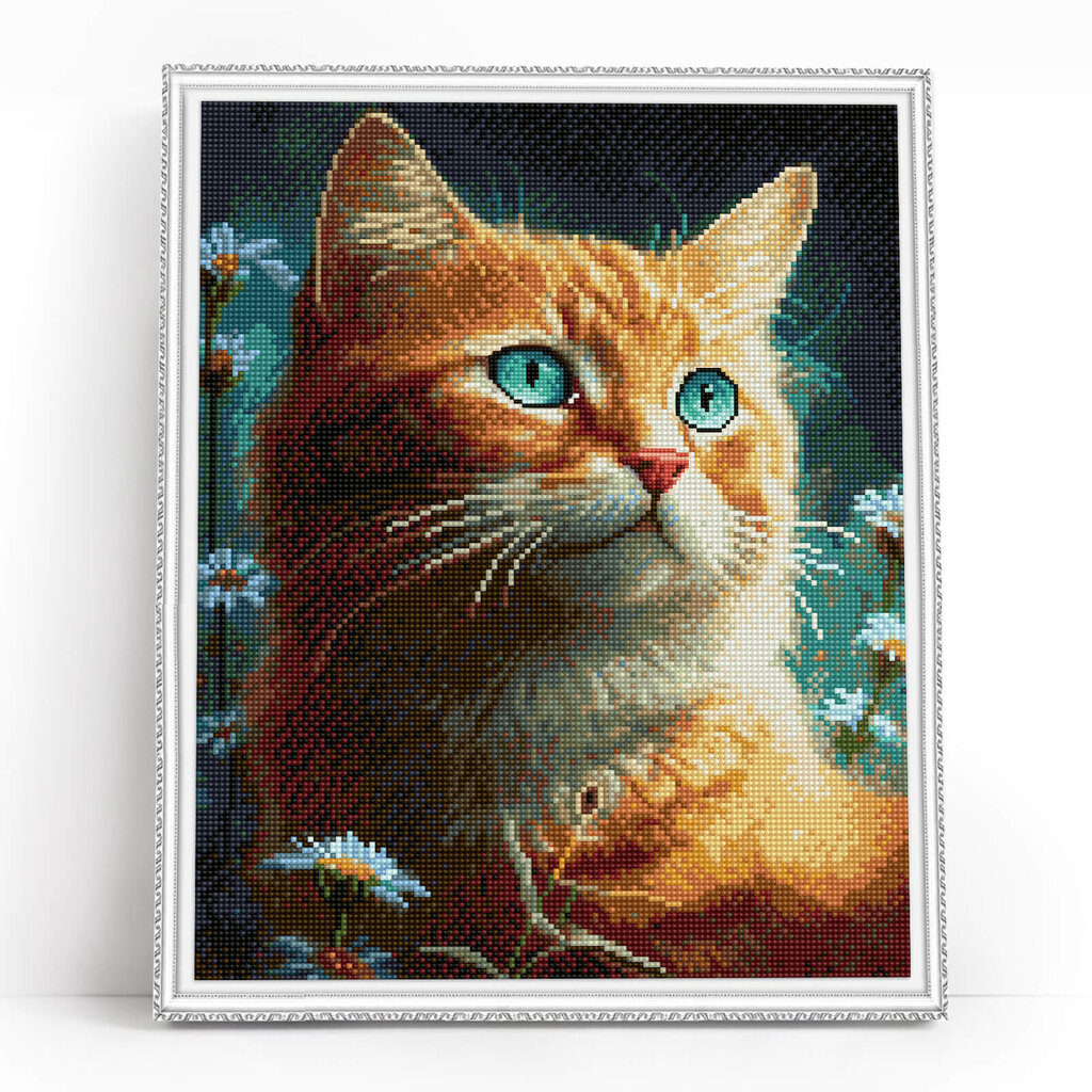 Deimantinė mozaika su rėmeliu TM Varvika Ginger cat LG337e, 40x50 cm kaina ir informacija | Deimantinės mozaikos | pigu.lt