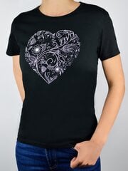 Женская футболка Noviti "Heart" (черная) цена и информация | Женские футболки | pigu.lt