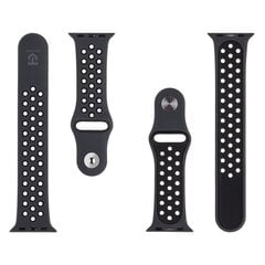 Tactical 839 Double Silicone Band for Apple Watch 1|2|3|4|5|6|7|8|9|SE 38|40|41mm Black цена и информация | Аксессуары для смарт-часов и браслетов | pigu.lt