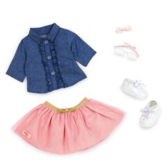OUR GENERATION Кукла Эмили в джинсовой рубашке и розовой юбке 46 см цена и информация | Игрушки для девочек | pigu.lt