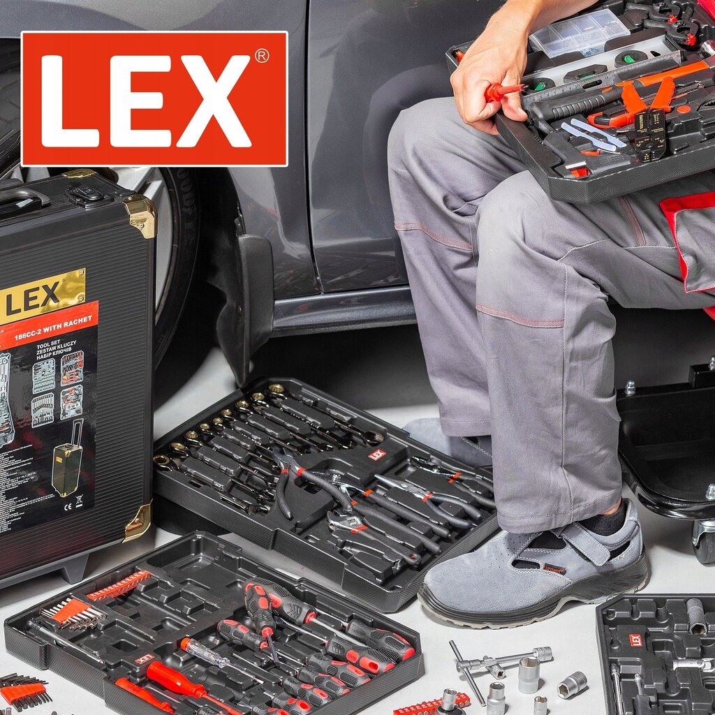 Įrankių komplektas XXL Lex 186vnt. цена и информация | Mechaniniai įrankiai | pigu.lt