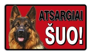 Informacinė lentelė "Atsargiai šuo" 140mm x 250mm kaina ir informacija | Informaciniai ženklai | pigu.lt