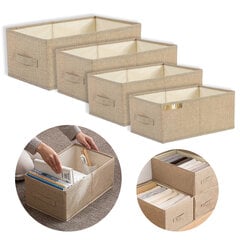 Livman LSS-001 набор из 4-х хлопково-льняных коробок разного размера для хранения одежды и вещей цена и информация | Тумба с ящиками Versa | pigu.lt