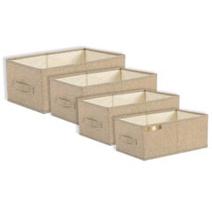 Livman LSS-001 набор из 4-х хлопково-льняных коробок разного размера для хранения одежды и вещей цена и информация | Тумба с ящиками Versa | pigu.lt