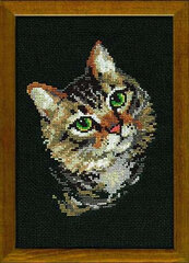 Siuvinėjimo kryželiu rinkinys Pilka katė Riolis, 21x30 cm. kaina ir informacija | Siuvinėjimo priemonės | pigu.lt