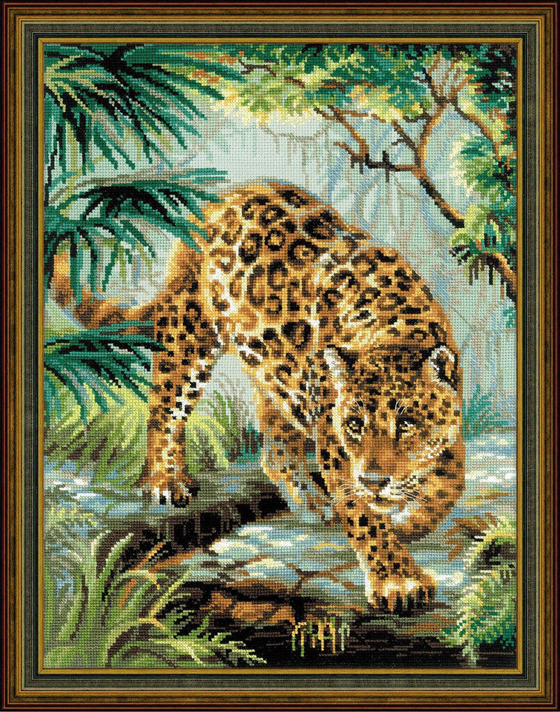 Siuvinėjimo kryželiu rinkinys Leopardas Riolis, 30x40 cm. kaina ir informacija | Siuvinėjimo priemonės | pigu.lt