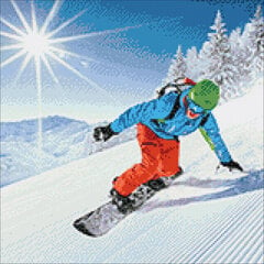 Deimantinės mozaikos rinkinys Wizardi Snowboarder, 40x40 cm kaina ir informacija | Deimantinės mozaikos | pigu.lt