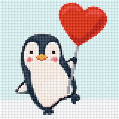 Deimantinės mozaikos rinkinys Wizardi Penguin in love, 20x20 cm kaina ir informacija | Deimantinės mozaikos | pigu.lt