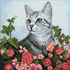 Deimantinė mozaika Wizardi Flower Cat, 38x38 cm kaina ir informacija | Deimantinės mozaikos | pigu.lt