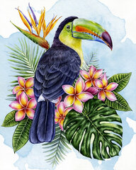 Deimantinė mozaika Wizardi Toucan in the flowers, 40x50 cm kaina ir informacija | Deimantinės mozaikos | pigu.lt