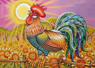 Deimantinės mozaikos rinkinys Wizardi Rooster, 38x27 cm kaina ir informacija | Deimantinės mozaikos | pigu.lt