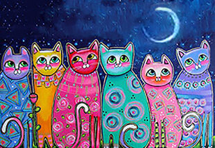 Deimantinė mozaika Wizardi Colourful Cats, 70x48 cm kaina ir informacija | Deimantinės mozaikos | pigu.lt