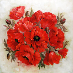 Deimantinės mozaikos rinkinys Wizardi Scarlet Poppies, 38x38 cm kaina ir informacija | Deimantinės mozaikos | pigu.lt