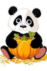 Deimantinės mozaikos rinkinys Wizardi Panda with Pumpkin, 20x30 cm kaina ir informacija | Deimantinės mozaikos | pigu.lt