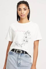 Marškinėliai moterims Cross Jeans 56049028, balti kaina ir informacija | Marškinėliai moterims | pigu.lt