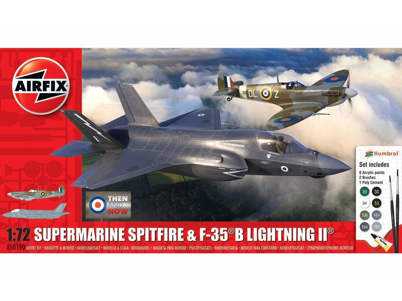 Surenkamas modelis Airfix Supermarine Spitfire & F-35B Lightning II Then and Now 1/72, A50190 kaina ir informacija | Konstruktoriai ir kaladėlės | pigu.lt