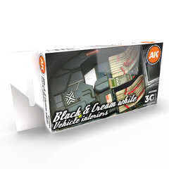Akrilinių dažų rinkinys AK Interactive Black Interior And Cream White, 6 spalv. цена и информация | Принадлежности для рисования, лепки | pigu.lt