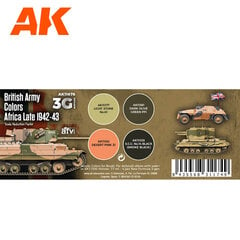 Akrilinių dažų rinkinys AK Interactive British Army Colors Africa, 1942-43, 4 spalv. цена и информация | Принадлежности для рисования, лепки | pigu.lt