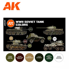 Akrilinių dažų rinkinys AK Interactive WWII Soviet Tank Colors 3G, 6 spalv. цена и информация | Принадлежности для рисования, лепки | pigu.lt