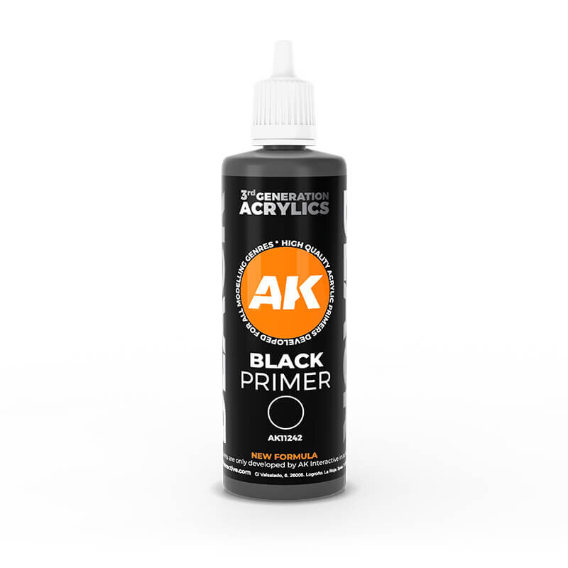 Akrilinių dažų gruntas AK Interactive Black Primer, 100ml kaina ir informacija | Piešimo, tapybos, lipdymo reikmenys | pigu.lt