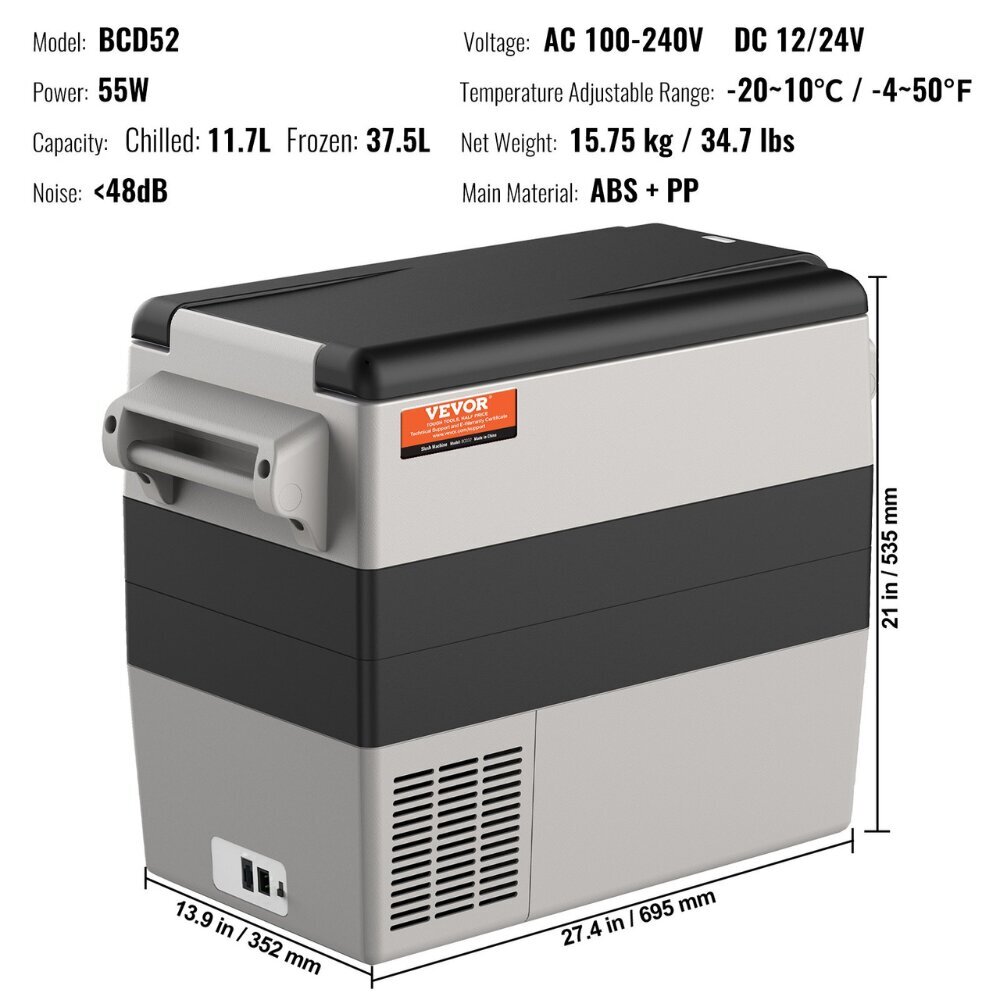 Vevor Z52L kaina ir informacija | Automobiliniai šaldytuvai | pigu.lt