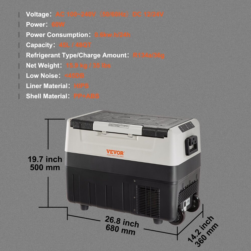 Vevor S45L kaina ir informacija | Automobiliniai šaldytuvai | pigu.lt