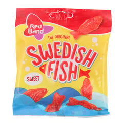 Aviečių skonio žėlė saldainiai Red Band Swedish Fish, 100 g kaina ir informacija | Saldumynai | pigu.lt