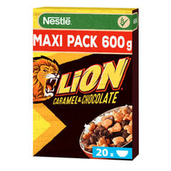 Pusryčių dribsniai su šokoladu, karamelės pasta, vitaminais ir mineralinėmis medžiagomis Lion, 600 g kaina ir informacija | Sausi pusryčiai | pigu.lt