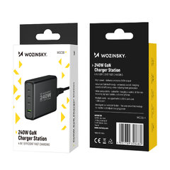 Wozinsky WGCSB 240 Вт GaN Зарядное устройство USB-A / 3 x USB-C — черный цена и информация | Зарядные устройства для телефонов | pigu.lt