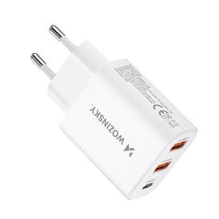 Wozinsky CWCUCW Настенное зарядное устройство USB-C / 2 x USB-A 30 Вт — белый цена и информация | Зарядные устройства для телефонов | pigu.lt