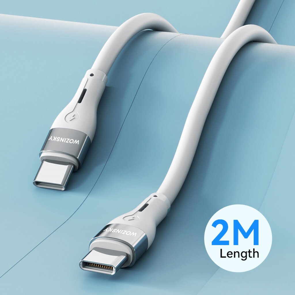 Wozinsky WSTCC2 USB-C / USB-C PD 65W laidas 2 m - baltas kaina ir informacija | Laidai telefonams | pigu.lt