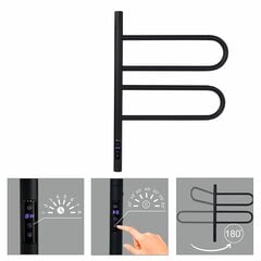 Электрический полотенцесушитель TELVEL Ti#2.44x60.TIMER.BLACK цена и информация | Полотенцесушители | pigu.lt