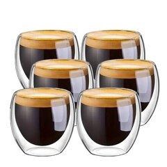 6 чашек для кофе эспрессо цена и информация | Стаканы, фужеры, кувшины | pigu.lt