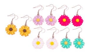 Auskarai su gėlėmis, LIUYINUO, įvairių spalvų, 5 vnt kaina ir informacija | Auskarai | pigu.lt