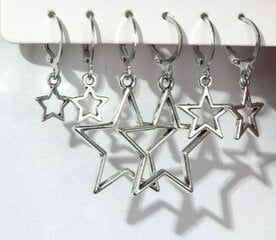 Auskarai-kabliukai žvaigždės formos, YW QianXiu, sidabrinės, 3 vnt kaina ir informacija | Auskarai | pigu.lt