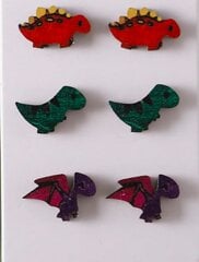 Retro stiliaus auskarai-gvazdikai su dinozaurais, Yanqueens, žalios, 3 vnt kaina ir informacija | Auskarai | pigu.lt