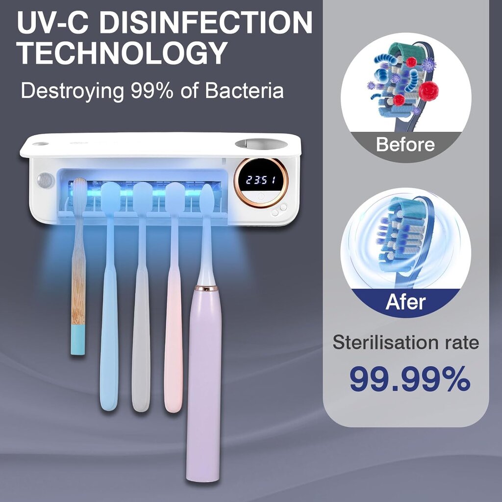 Dantų šepetėlio laikiklis su UV sterilizatoriumi Y3 Plus AT531 цена и информация | Vonios kambario aksesuarai | pigu.lt