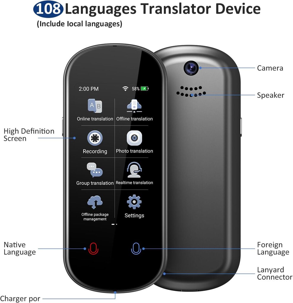 Переносной языковой переводчик AI Translator AT555 цена | pigu.lt