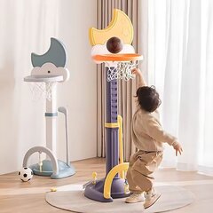 Interaktyvus daugiafunkcinis krepšinio stovas su garso efektais 4in1, geltonas kaina ir informacija | Žaislai berniukams | pigu.lt
