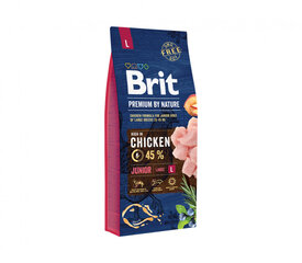 Brit Premium By Nature Junior L сухой корм для щенков крупных пород, 15 кг цена и информация | Сухой корм для собак | pigu.lt