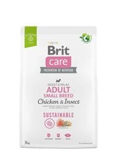 Brit Care Sustainable Adult Small Breed Chicken&Insect mažų veislių šunims, 3 kg kaina ir informacija | Sausas maistas šunims | pigu.lt