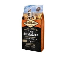 Carnilove Fresh Ostrich&Lamb Small Breed begrūdis, mažų veislių šunims, 1,5 kg kaina ir informacija | Sausas maistas šunims | pigu.lt