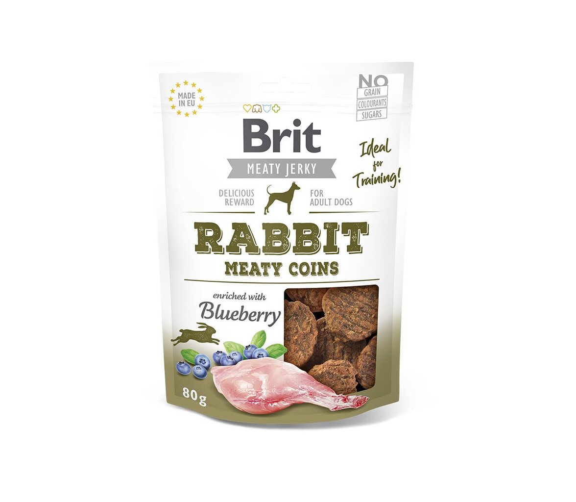 Brit Jerky Rabbit Meaty Coins šunims, 80 g x 6 цена и информация | Skanėstai šunims | pigu.lt