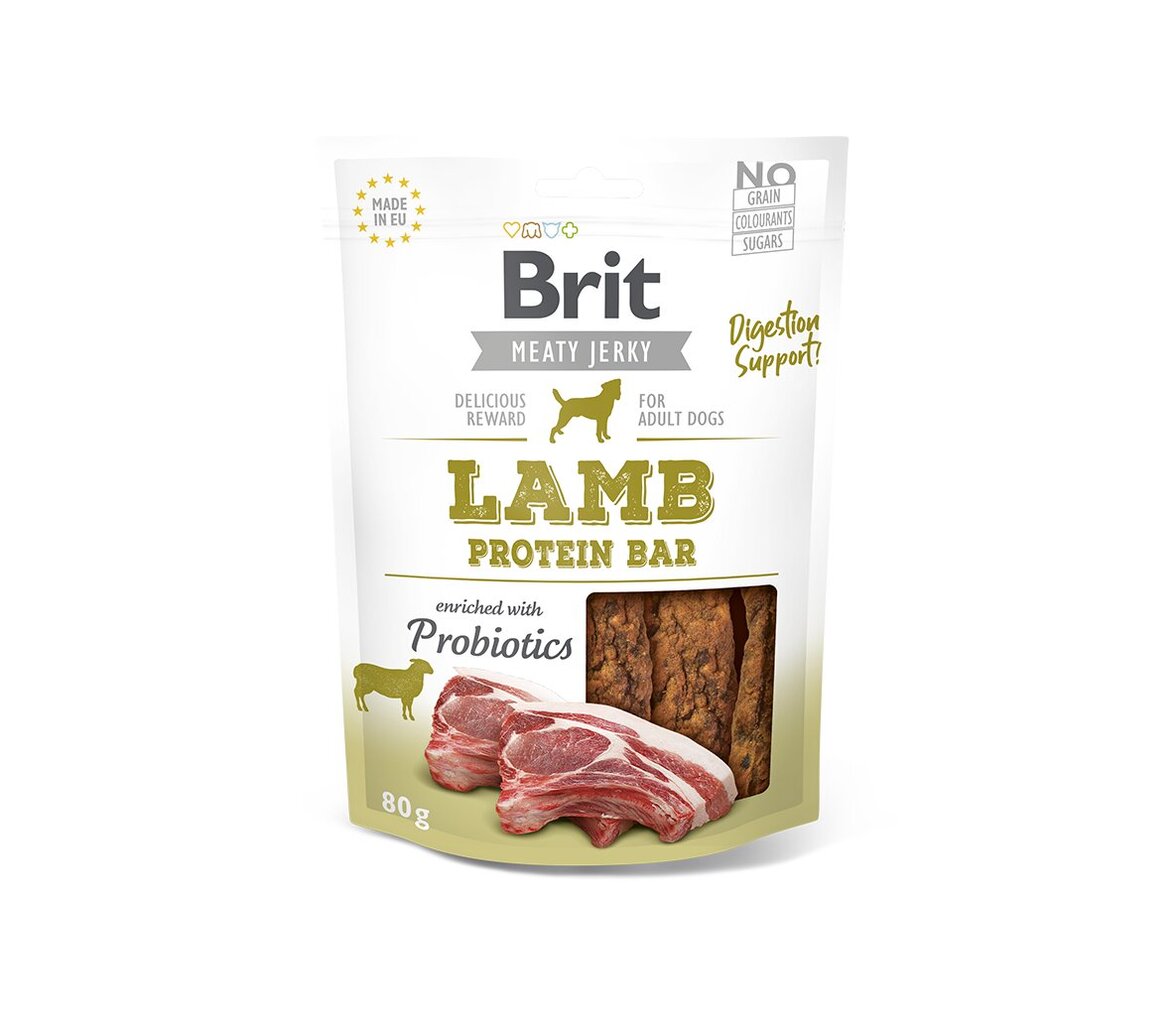 Brit Jerky Lamb Protein Bar šunims, 80 g x 6 цена и информация | Skanėstai šunims | pigu.lt