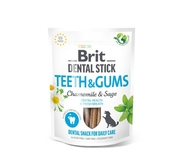 Brit Dental Stick Teeth&Gums Chamomile&Sage dantų priežiūrai, 7 vnt. x 4 цена и информация | Skanėstai šunims | pigu.lt