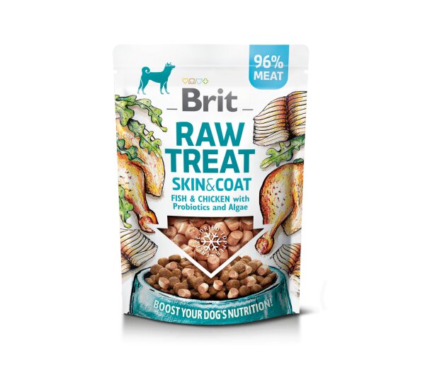 Brit Dog Raw freeze-dried Skin&Coat Fish&Chicken šunims, 40 g x 6 цена и информация | Skanėstai šunims | pigu.lt