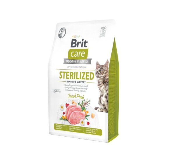 Brit Care Cat GF Sterilized Immunity Support sausas maistas sterilizuotoms katėms, 0,4 kg цена и информация | Sausas maistas katėms | pigu.lt