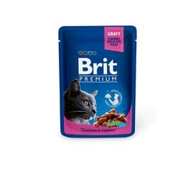Brit Premium Chicken&Turkey влажный корм для кошек, 100 г. x 12 цена и информация | Консервы для кошек | pigu.lt